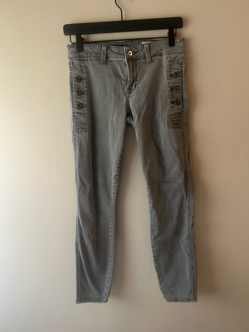 Pistola Grey Button-Accent Cropped Jeans Stretch Size 27